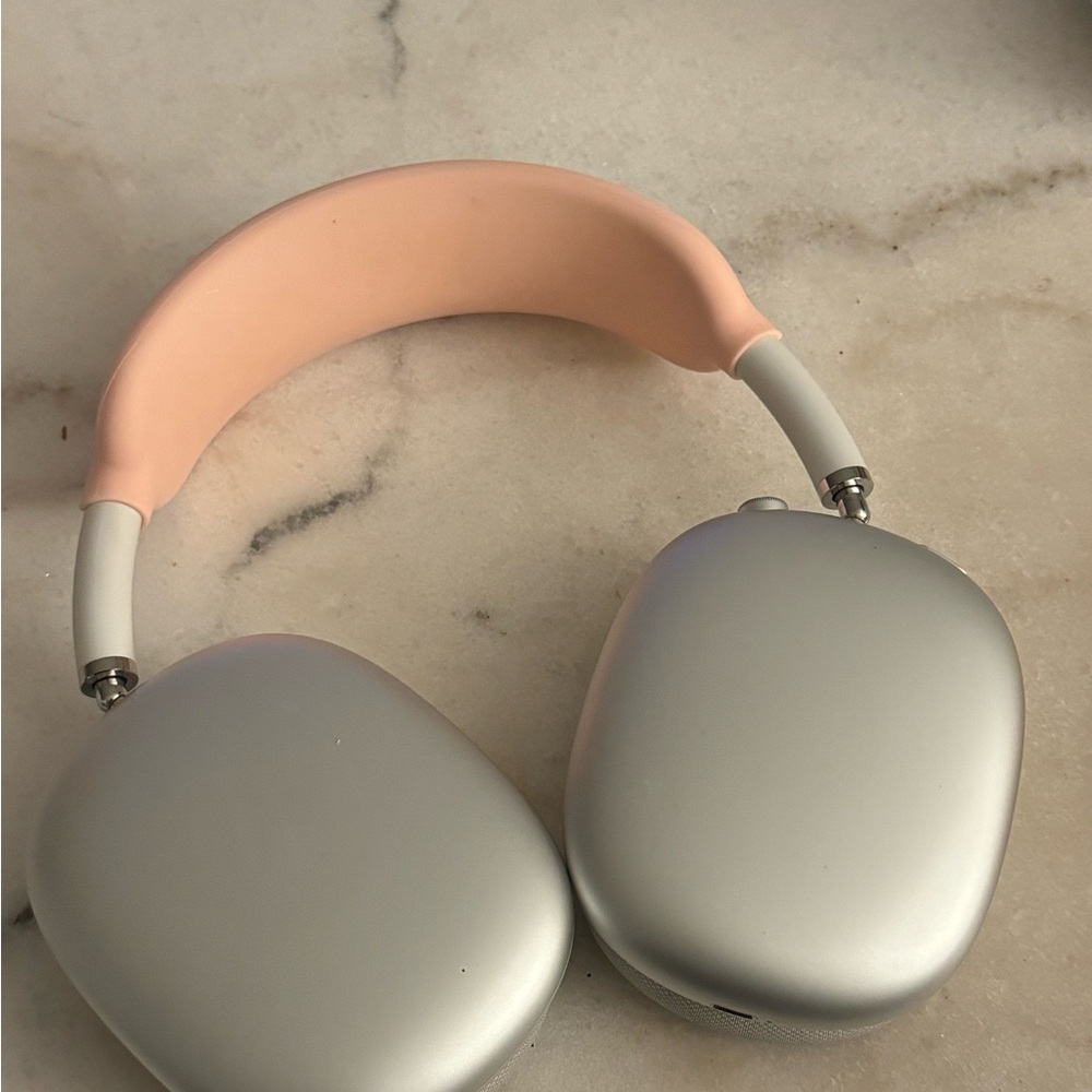 Silver and Pink Wireless Headphones